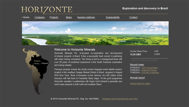 Horizonte Minerals homepage